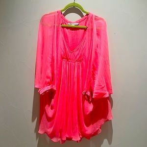 Diana von Furtenberg butterfly dress in pretty coral pink.  Has some wear.